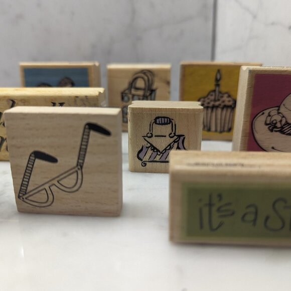 Bundle of 9 Rubber Stamps Mixed Brands Crafts Scrapbooking - Picture 2 of 10